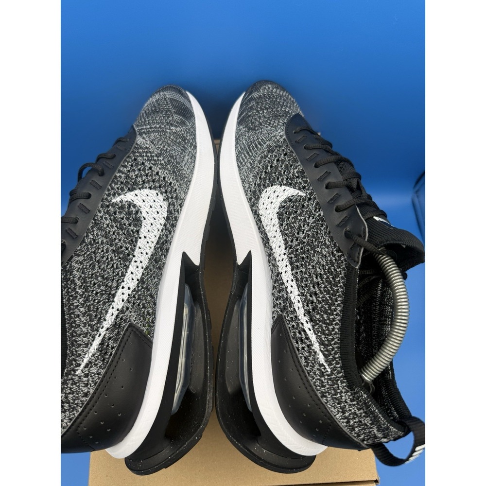 Nike Air Max Flyknit Racer Mens 10.5 Oreo Black White Running Shoes DJ6106-001 - Picture 6 of 10